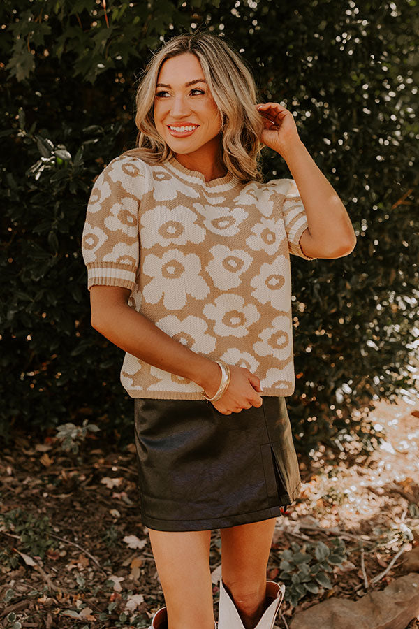 Block Party Cutie Floral Knit Top in Beige Image - 3