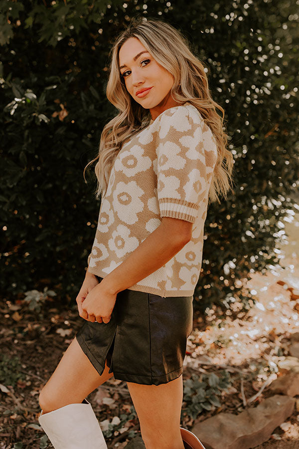 Block Party Cutie Floral Knit Top in Beige Image - 4