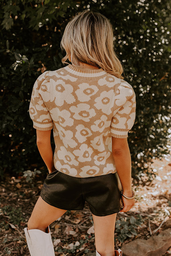 Block Party Cutie Floral Knit Top in Beige Image - 5