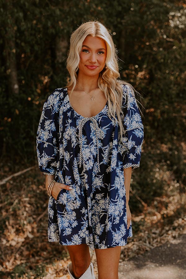 Vino On The Veranda Floral Romper in Navy Image - 4