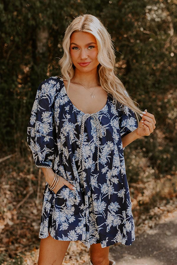 Vino On The Veranda Floral Romper in Navy Image - 1