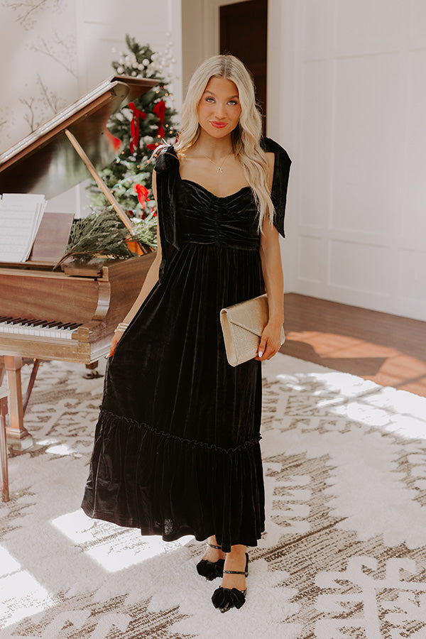 Cranberry Martini Velvet Midi in Black Image - 4