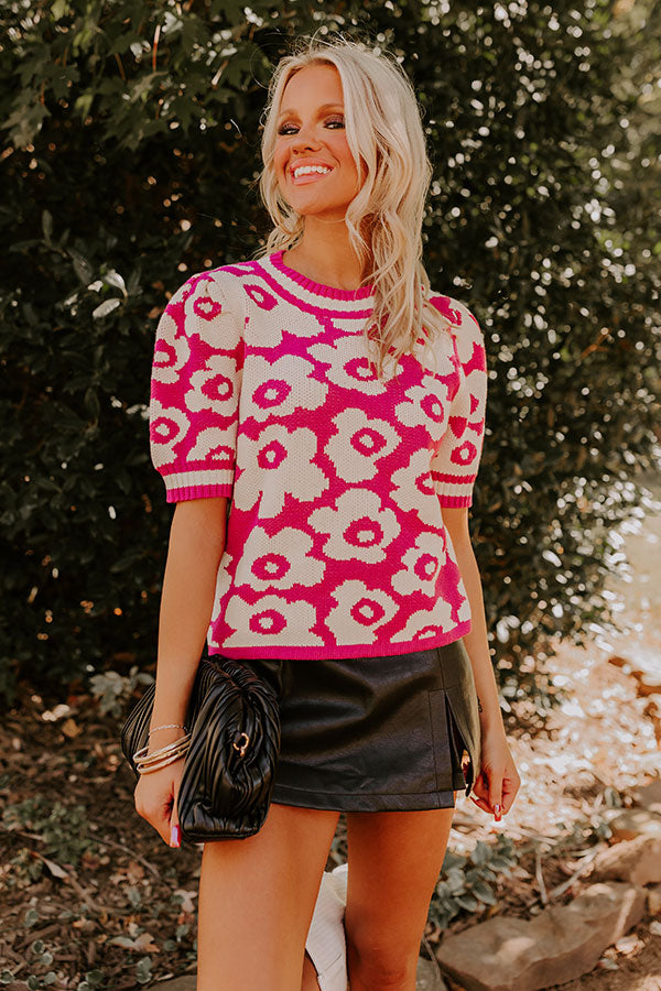 Block Party Cutie Floral Knit Top in Pink Image - 1