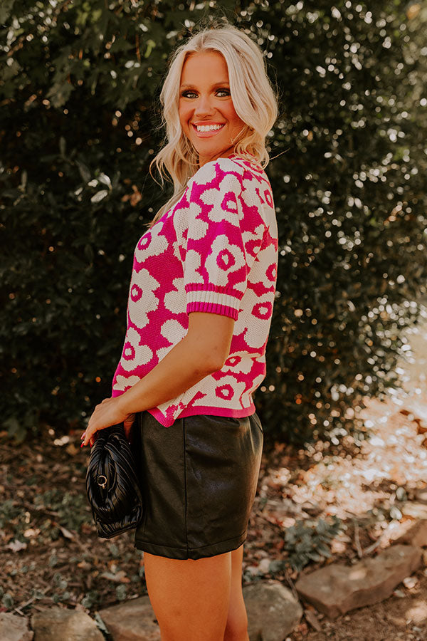 Block Party Cutie Floral Knit Top in Pink Image - 3