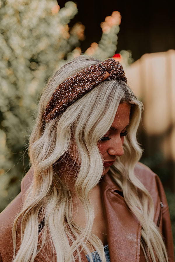 Chic Moment Tweed Headband in Brown Image - 3