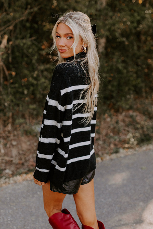 Cue The Chic Stripe Sweater in Black Image - 5