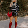 Cue The Chic Stripe Sweater in Black Image - 1