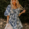 Autumn Stroll Babydoll Mini Dress in Blue Image - 1