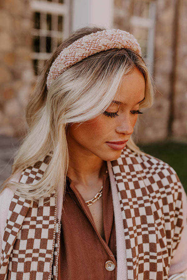 Easy To Style Tweed Headband in Pink Image - 2