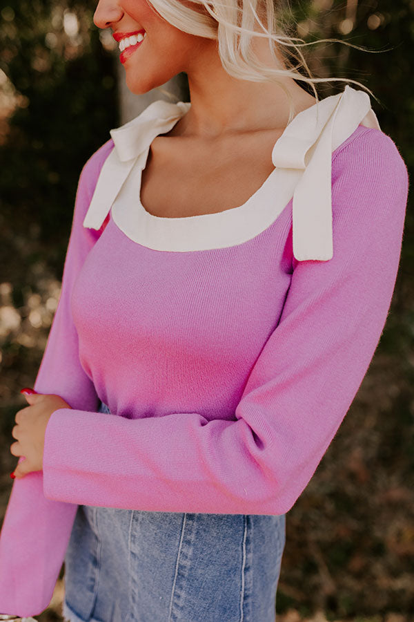 Small Town Bistro Knit Top in Pink Image - 3