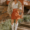 The Sienna High Waist Corduroy Mini Skirt in Rust Image - 1