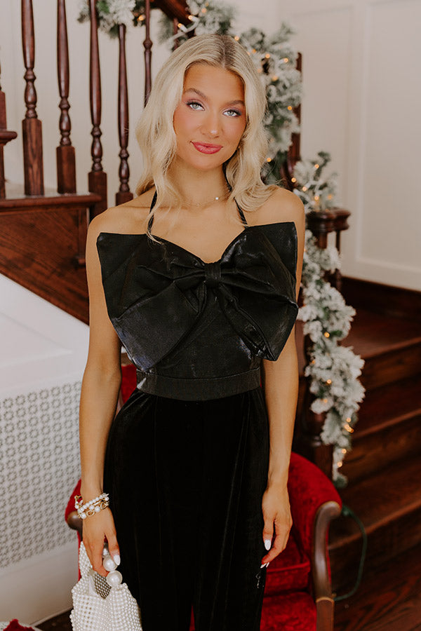 Holiday Party Velvet Jumpsuit in Black Image - 2