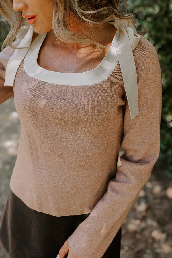 Small Town Bistro Knit Top in Mocha Image - 3