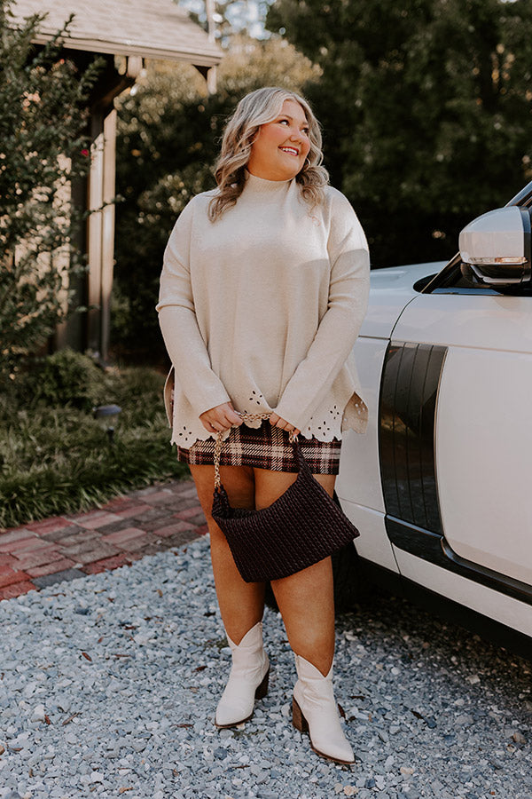 Kind Glance Eyelet Sweater in Oatmeal Curves Image - 3