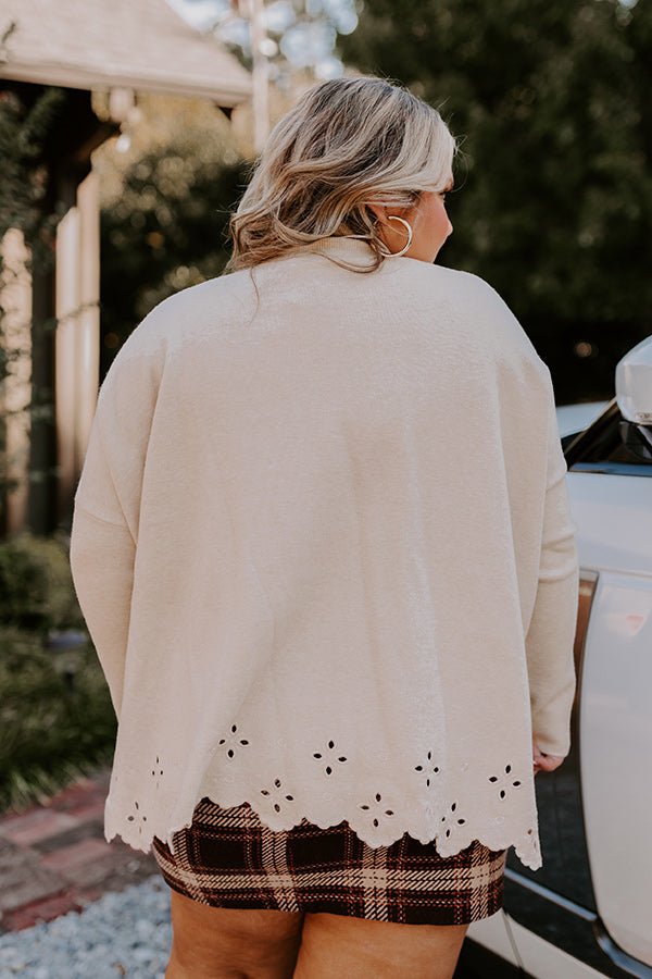 Kind Glance Eyelet Sweater in Oatmeal Curves Image - 5