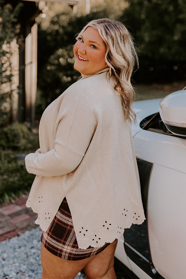 Kind Glance Eyelet Sweater in Oatmeal Curves Image - 4