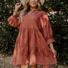 Dreamy Moment Mini Dress in Rust Image - 1