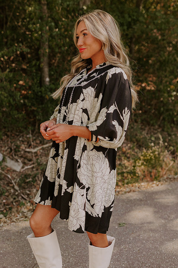 Vineyard Stroll Floral Mini Dress in Black Image - 4