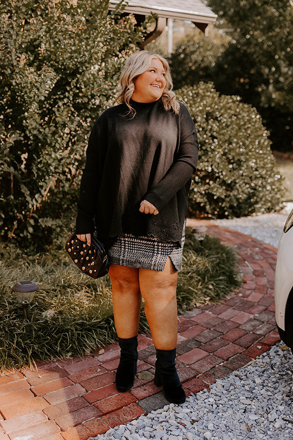 Kind Glance Eyelet Sweater in Black Curves Image - 1