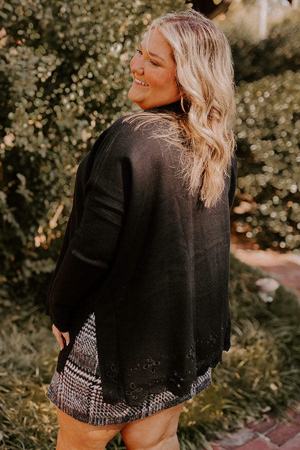 Kind Glance Eyelet Sweater in Black Curves Image - 5