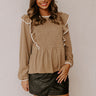 Exclusive Party Ruffle Top in Taupe Image - 1