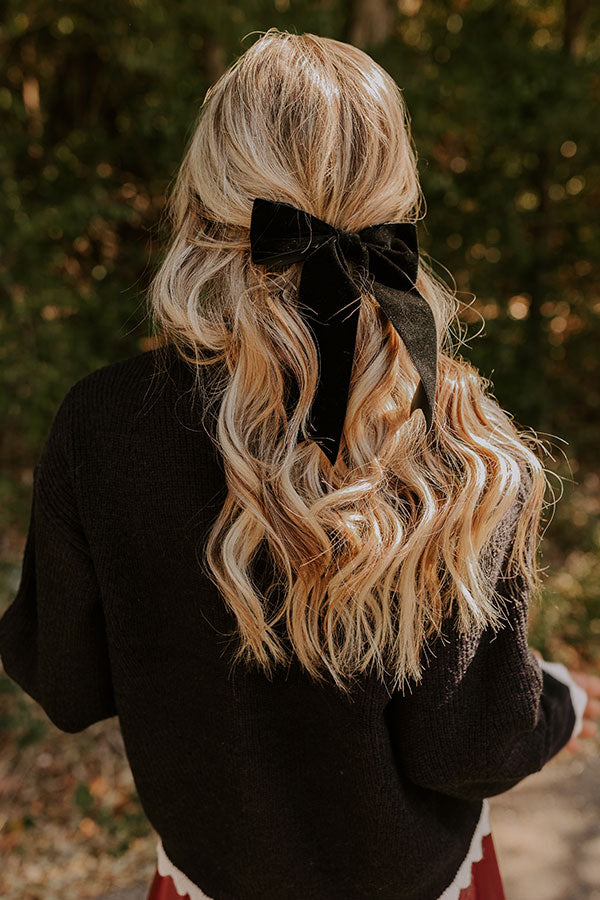 The Bailee Velvet Bow Hair Clip in Black