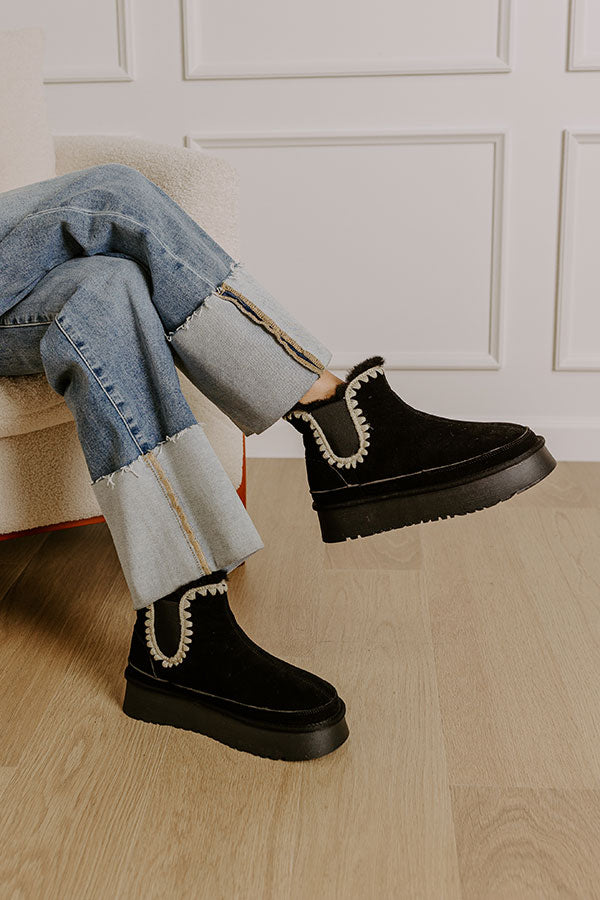 The Phoebe Faux Suede Platform Bootie in Black Image - 1