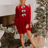 Bows And Kisses Velvet Mini Dress in Crimson Image - 1