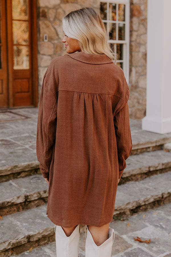 Afternoon Escape Linen-Blend Mini Dress in Chocolate Image - 4