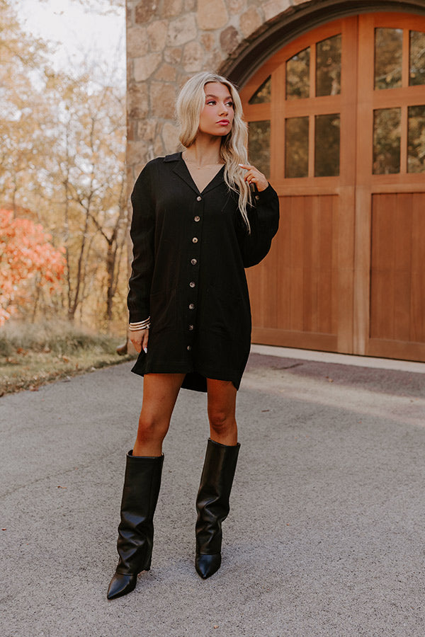 Afternoon Escape Linen-Blend Mini Dress in Black Image - 2