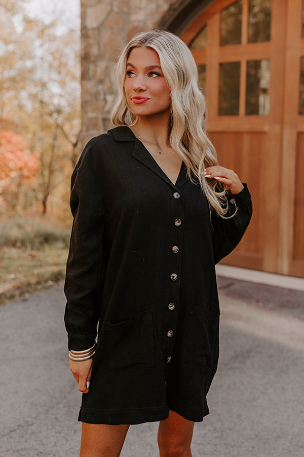 Afternoon Escape Linen-Blend Mini Dress in Black Image - 5