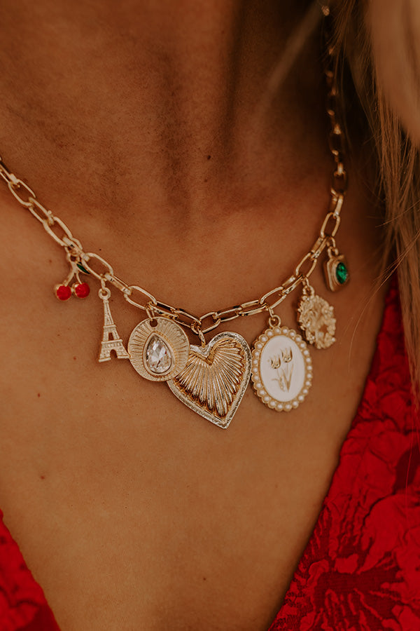 Eiffel Tower Sparkles Charm Necklace Image - 2