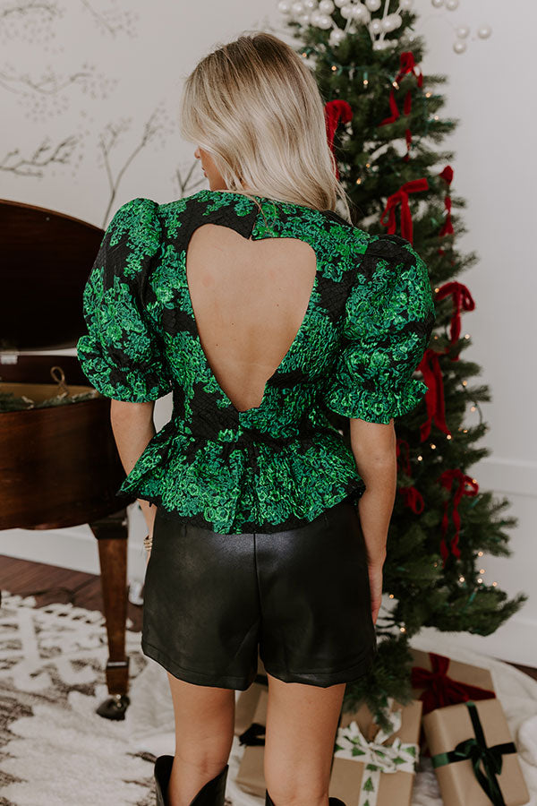 Glistening Garland Jacquard Peplum Top Image - 4