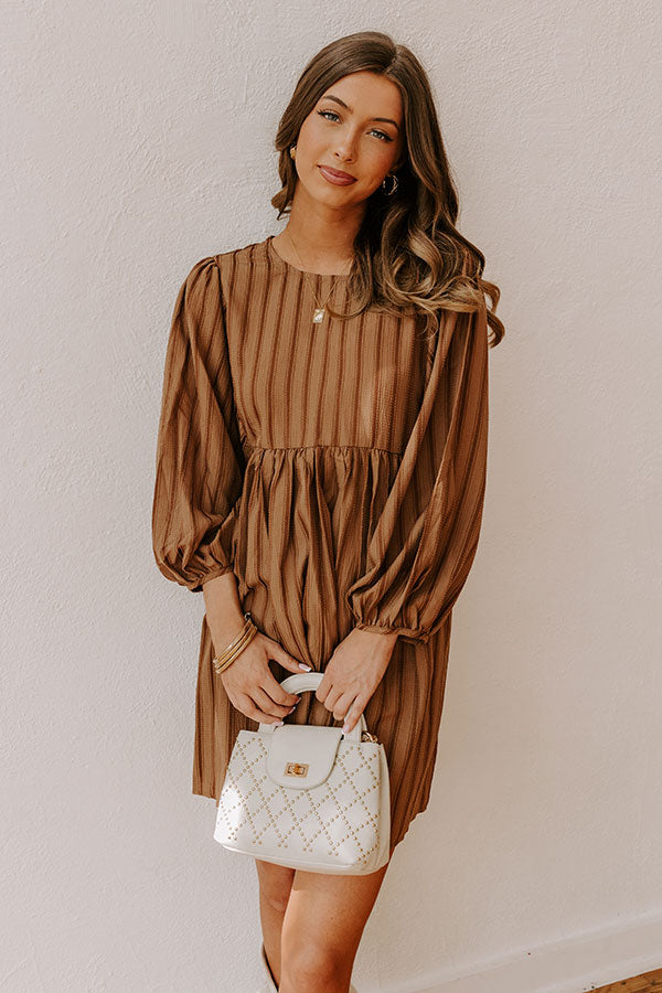 Vermont Stroll Stripe Mini Dress in Mocha Image - 2