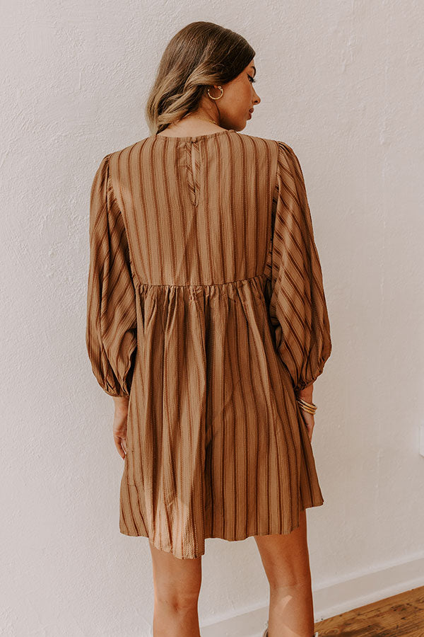 Vermont Stroll Stripe Mini Dress in Mocha Image - 4