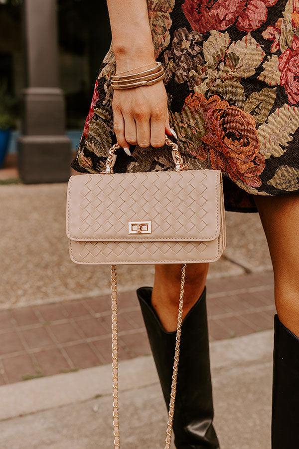 Remarkable Style Faux Leather Woven Purse in Iced Latte