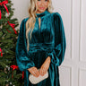 Holiday Social Velvet Mini Dress in Teal Image - 1