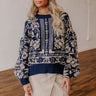 Chic Statement Floral Knit Sweater in Navy Image - 1