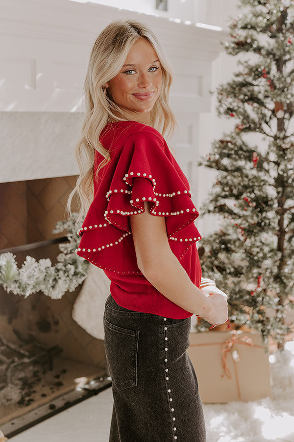 Social Hour Pearl Embellished Top Image - 4