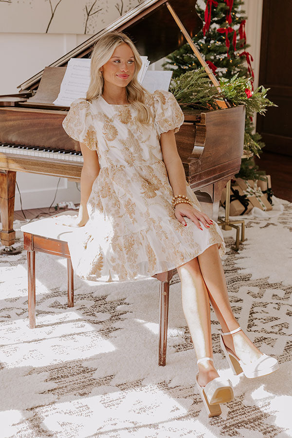 Majestic Moment Floral Jacquard Mini Dress Image - 5