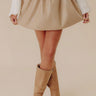 The Sofia High Waist Faux Leather Skirt in Beige Image - 1