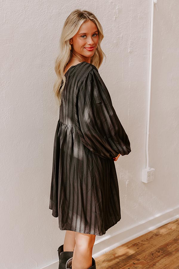 Vermont Stroll Stripe Mini Dress in Black Image - 4