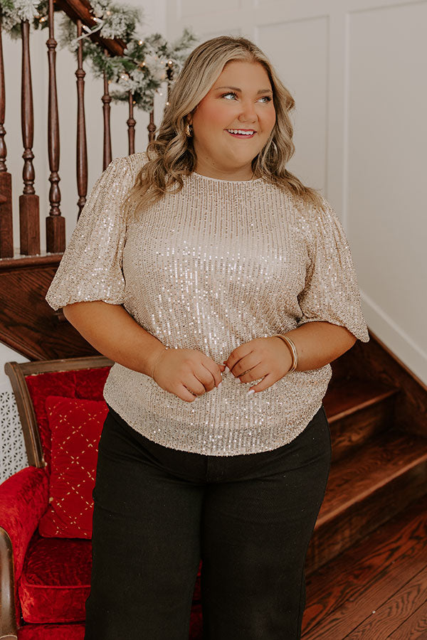 Champagne Sippin' Sequin Top Curves Image - 1