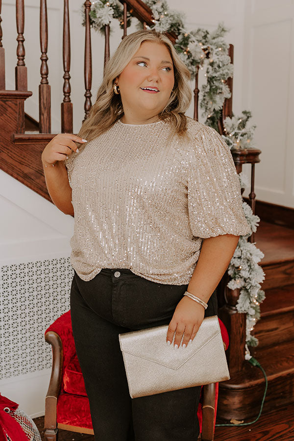Champagne Sippin' Sequin Top Curves Image - 3