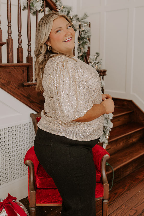 Champagne Sippin' Sequin Top Curves Image - 4