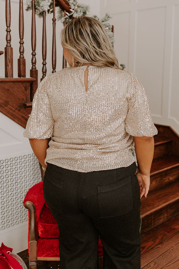 Champagne Sippin' Sequin Top Curves Image - 5
