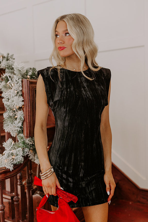 Twilight Dreams Velvet Mini Dress in Black Image - 2