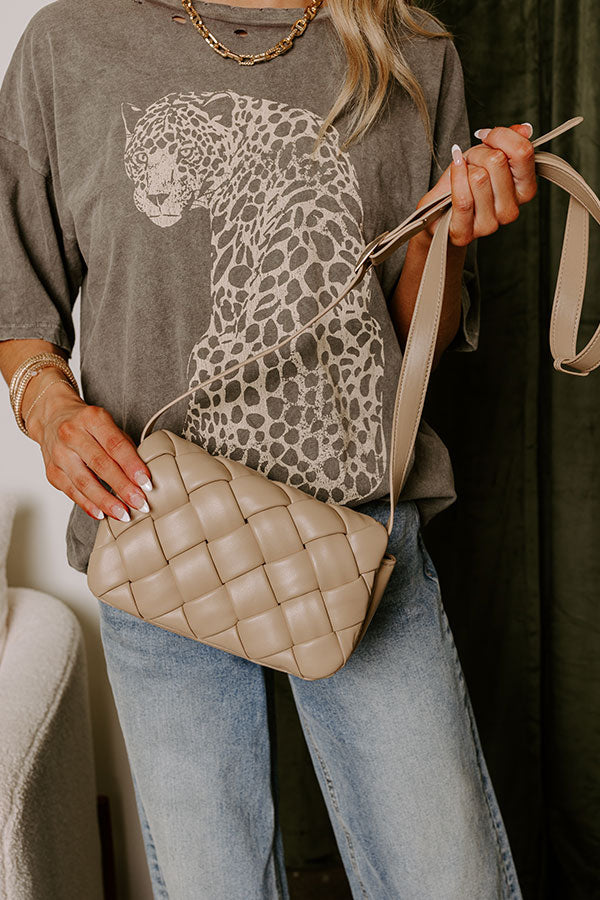 Cafe Cutie Faux Leather Woven Crossbody Image - 1
