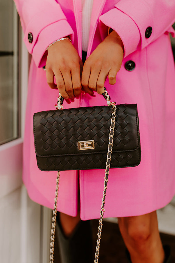 Remarkable Style Faux Leather Woven Purse in Black