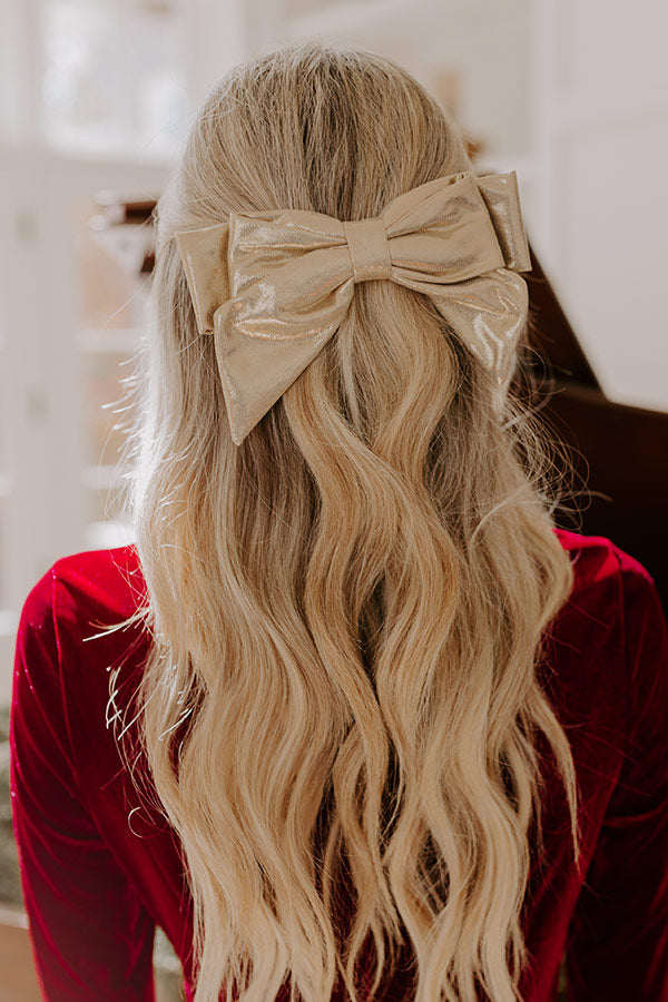 Golden Glow Bow Hair Clip Image - 2